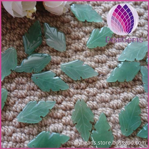 16x29mm leaf design green aventurine loose beads